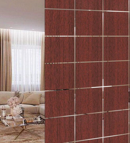 Static Zilpah (Set Of 10) Brown Colour Engineered Wood Hanging Room Divider