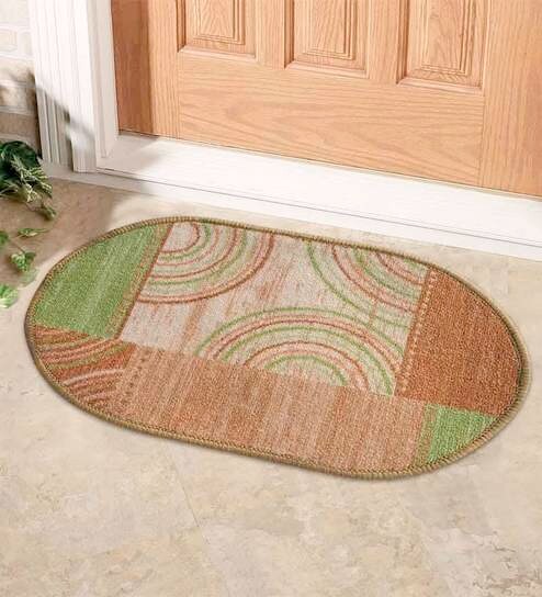 Buy Taba Oval Shape Mat Green By Status Online Abstract Door