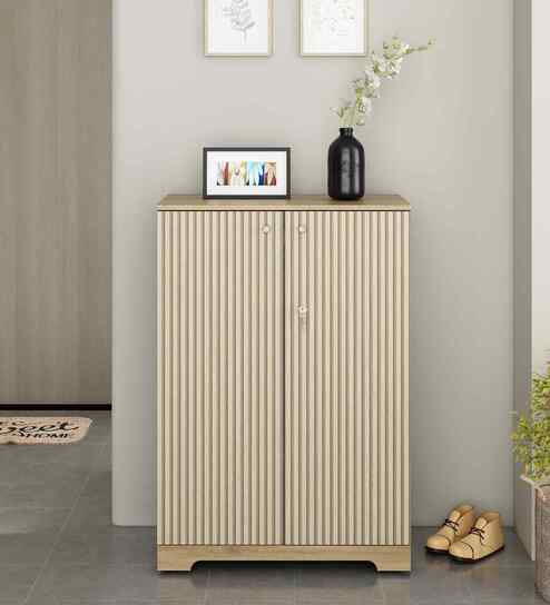 Stepnest Shoe Cabinet In Santana Oak & Bamboo Flute Finish