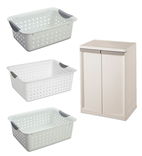 Buy Sterilite 2 Shelf Cabinet And Ultra Basket Combo Online