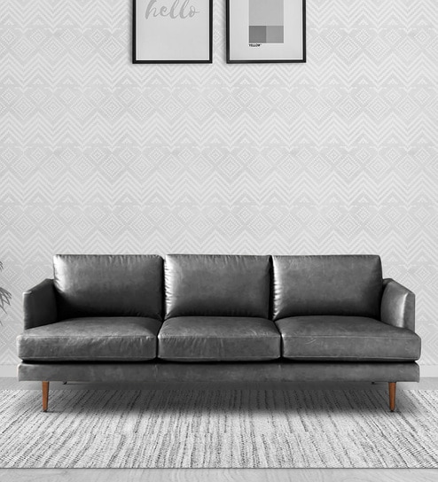 Sterio Leatherette 3 Seater Sofa in Lama Grey Colour