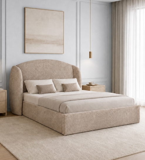 Stilo Queen Size Bed With Hydraulic Storage in Brown Colour