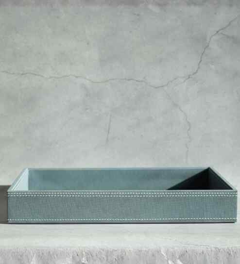 Powder Blue Large PU Leather Utility Tray