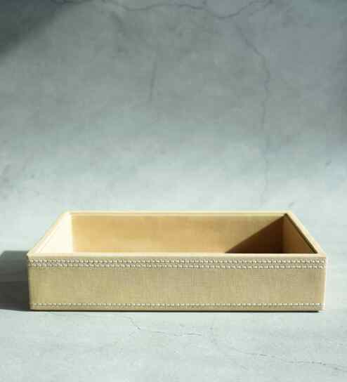 Sand Beige Small PU Leather Utility Tray