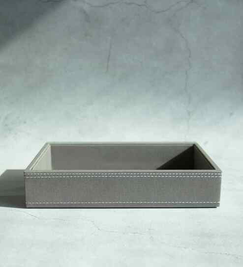 Stone Gray Small PU Leather Utility Tray