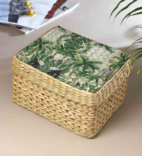 (1Pc) Multicolor Seagrass Handmade Eco-Friendly Storage Box & Organiser