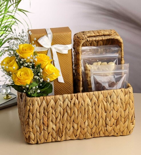 (1Pc) Beige Water Hyacinth Handmade Storage Basket & Wardrobe Organiser