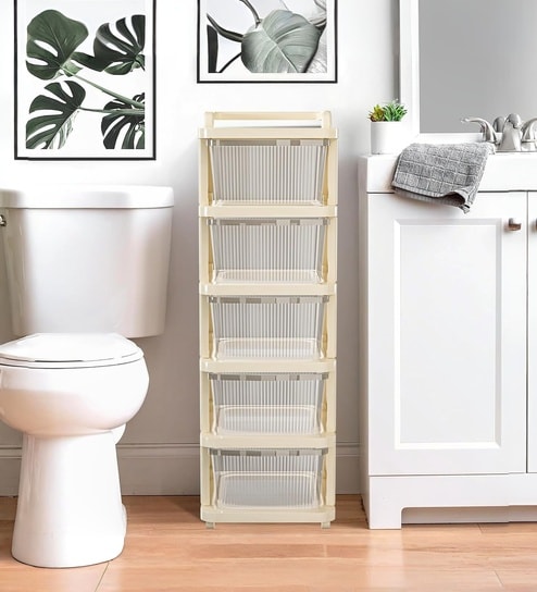 Cream Storage Rolling Cart With Wheels 5 Layer