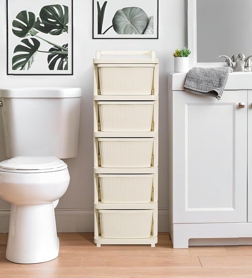 Cream Storage Rolling Cart With Wheels 5 Layer