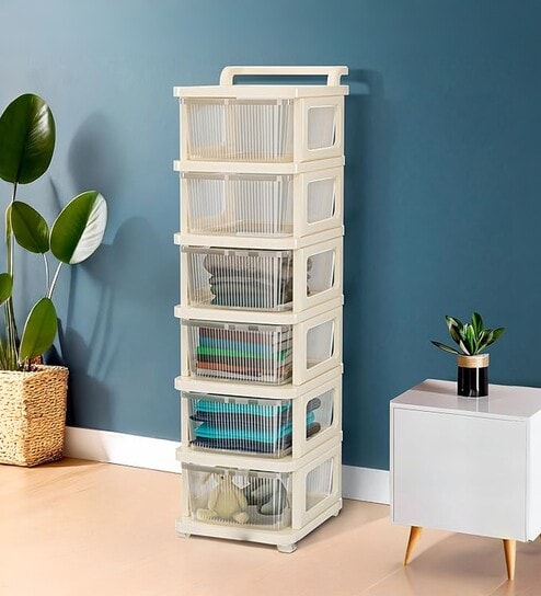 Cream Storage Rolling Cart With Wheels 6 Layer