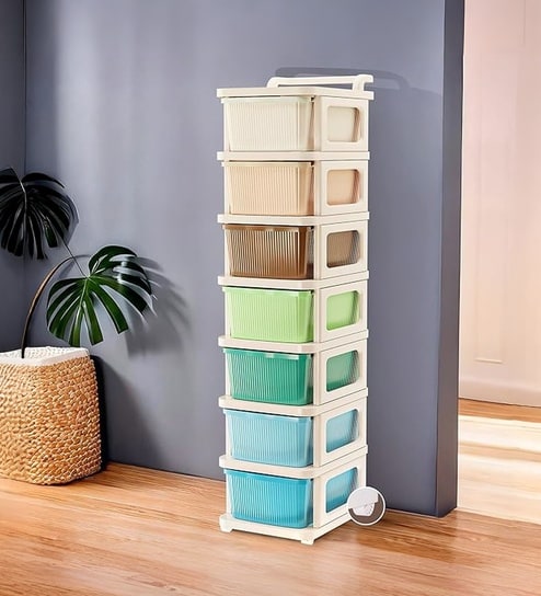 Cream Storage Rolling Cart With Wheels 7 Layer