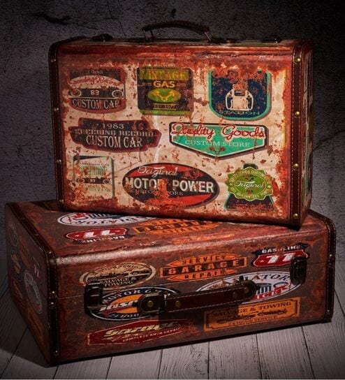 Storage Trunk Box Retro Number Plate Vintage Storage Box