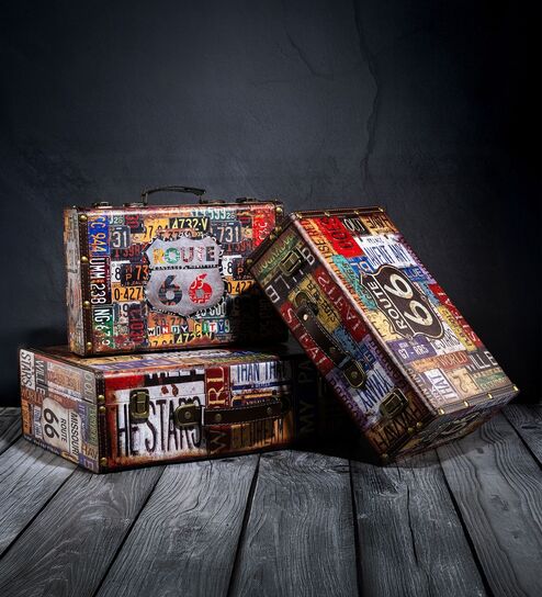 Storage Trunk Box Route 66 Number Plates