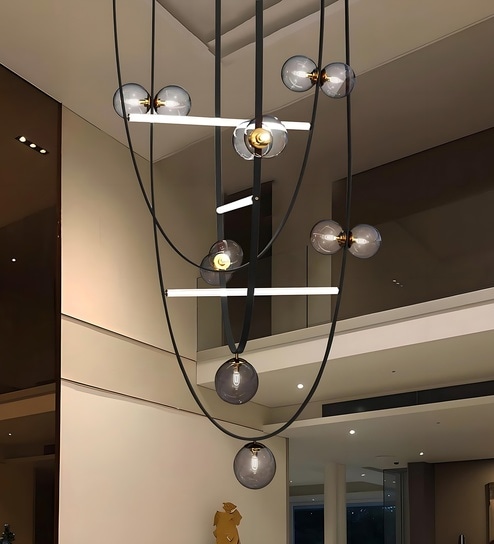 Strap 80W |Google & Alexa | Height Adjustable Modern LED Ceiling Chandelier | 3 Light Mode | Living Room, Dining, Bedroom, Hall, Hotels, Restaurant