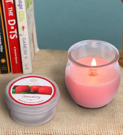 Buy Strawberry Aroma Set Of 12 Scented Candles By Ekam Online Scented Candles Scented Candles Lamps And Lighting Pepperfry Product