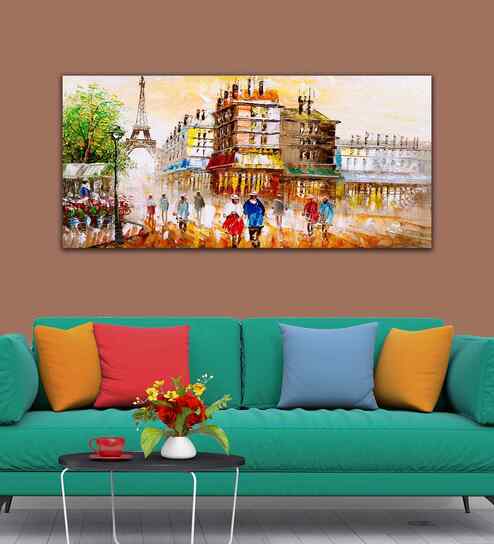 Street View Of Paris Premium Wall Painting
