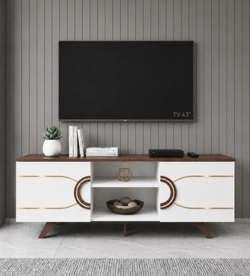 Striado TV Unit in Walnut & White Finish