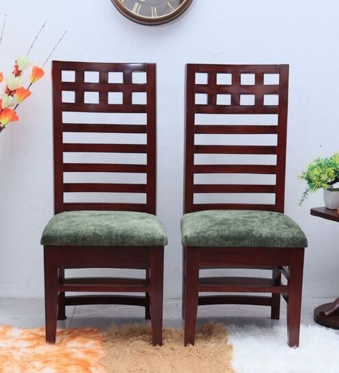 Stride Teak Wood Dining Chairs In Brown Colour (Set of 2)