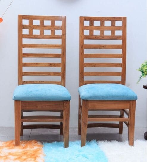 Stride Teak Wood Dining Chairs In Teak Colour (Set of 2)