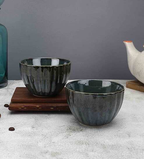 Studio 300ml Pottery Green (Set of 2) Ceramic  Serving Bowl by MIAH Decor