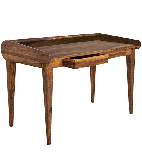 Buy Study Laptop Table With Drawers In Natural Sheesham Finish