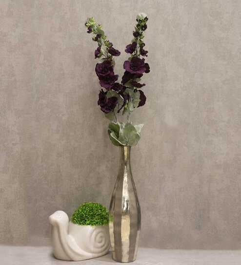 Stunning Artificial Hollyhock Flower Bunch with 10 Flower Heads  (Pink)