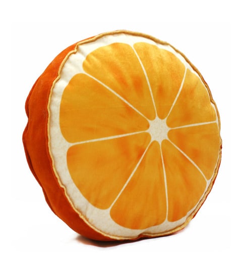 Orange Shaped Velvet 16 x 16 Inch Decorative Cushion