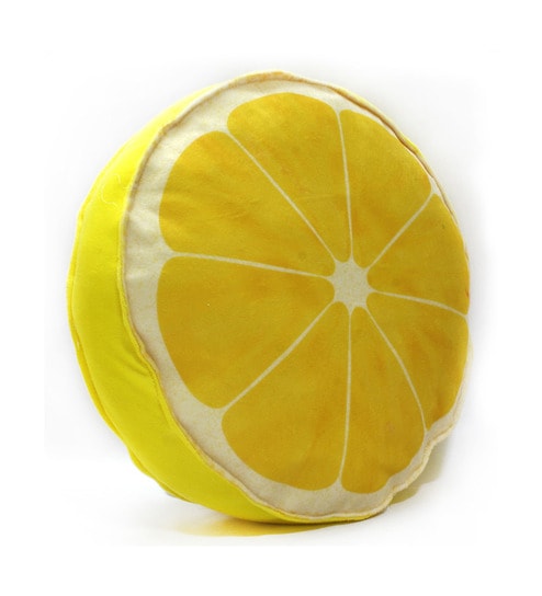 Yellow Velvet 16 x 16 Inch Lemon Slice Cushion