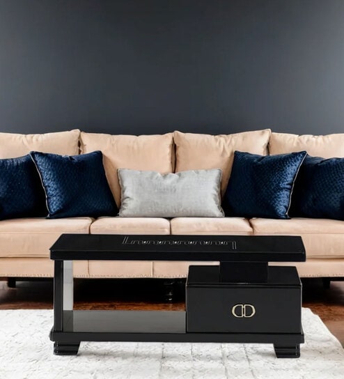 Stylish Glass Top Coffee Table in Black Colour