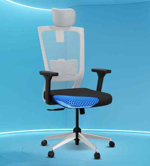 Stylux Breathable Mesh Ergonomic Chair in Black & Grey Colour with Headrest