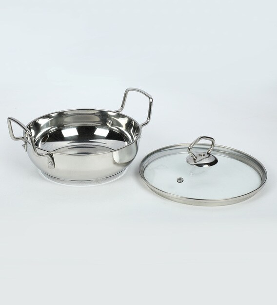 Buy Induction Base Stainless Steel Kadai With Lid, 18 Cm, 1.5 Ltr By