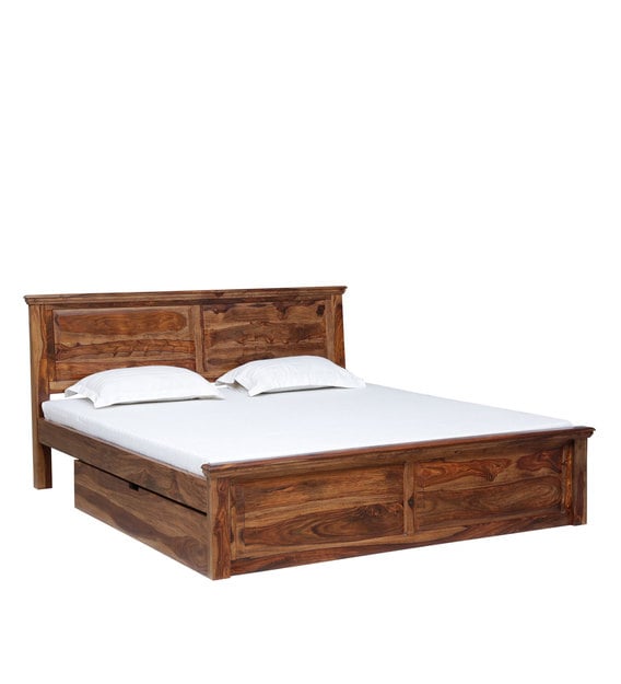 Buy Stanfield Solid Wood King Size Bed with Storage in Rustic Teak ...