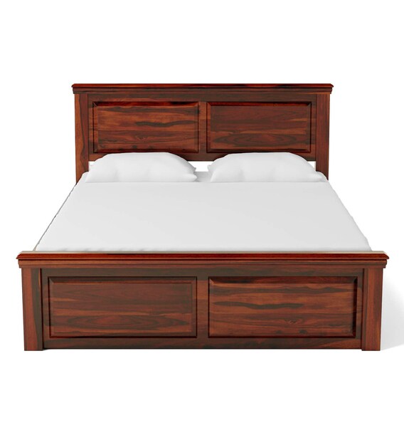 Buy Stanfield Solid Wood Queen Size Bed with Storage in Honey Oak