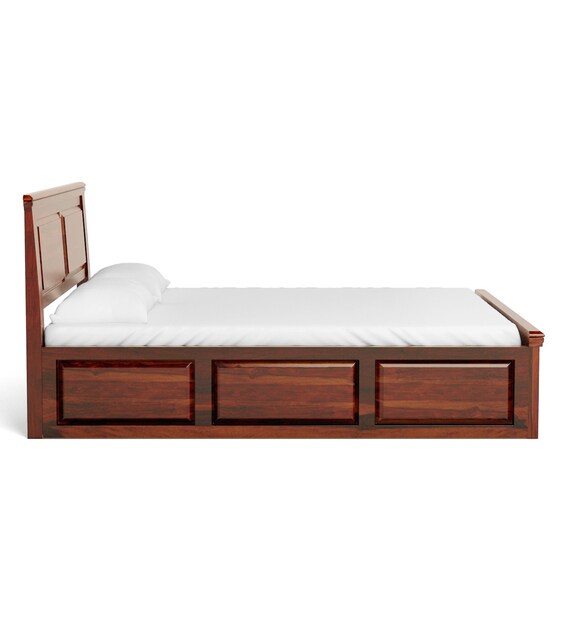Buy Stanfield Solid Wood Queen Size Bed with Storage in Honey Oak