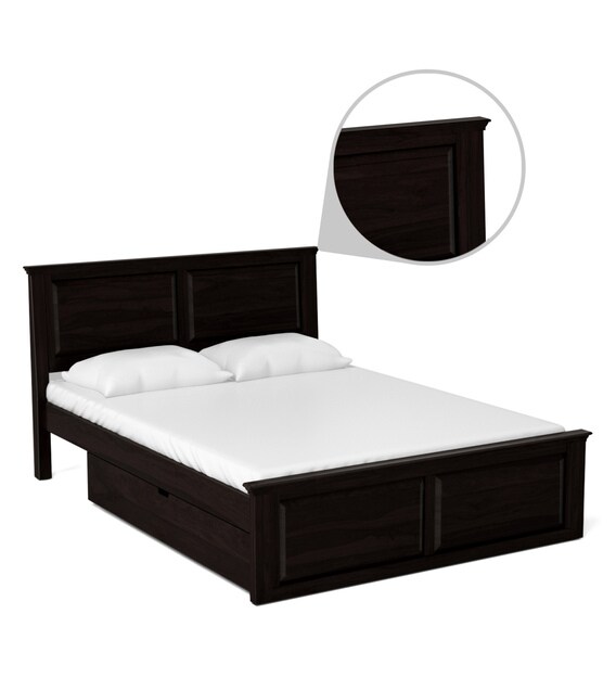Buy Stanfield Solid Wood Queen Size Bed with Storage in Warm chestnut