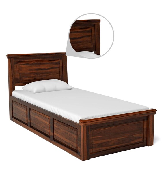 Buy Stanfield Solid Wood Single Bed with Storage in Provincial Teak