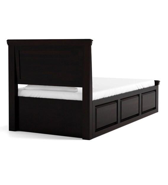 Buy Stanfield Solid Wood Single Bed with Storage in Warm Chestnut Finish by Amberville Online