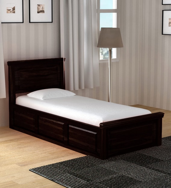 Buy Stanfield Solid Wood Single Bed With Storage In Warm Chestnut 