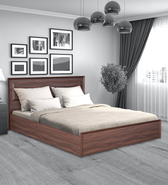 Buy Stark King Size Bed With Storage In Walnut Finish By Hometown Online Modern King Size Beds Beds Furniture Pepperfry Product