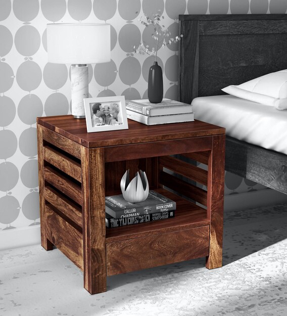 Stigen Solid Wood Night Stand in Provincial Teak Finish