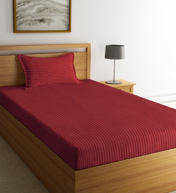 Buy 100 Cotton 210TC Single Bedsheet With 1 Pillow Cover Online Solid Single Bed Sheets Bed