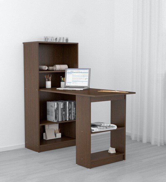 Buy Studio Corner Writing Table In African Oak Colour By Spacex Online Modern Writing Tables Tables Furniture Pepperfry Product