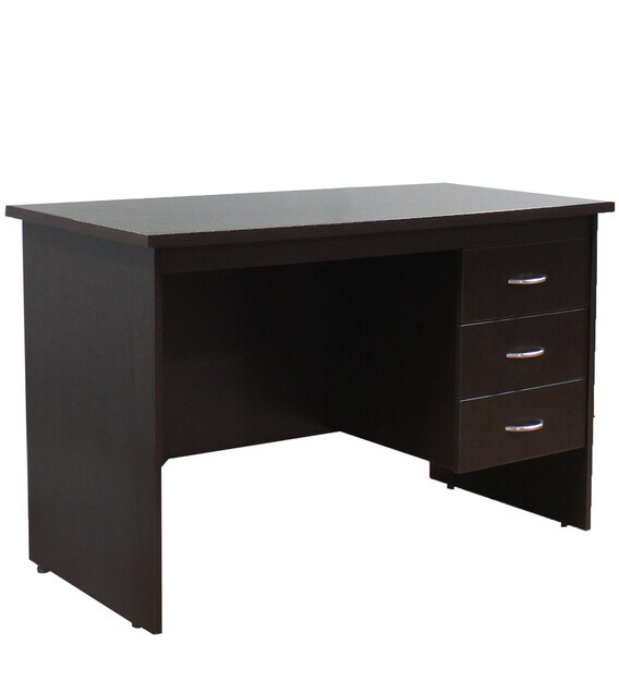 Buy Study Table with 3 Drawers in Wenge Finish by Crystal Furnitech