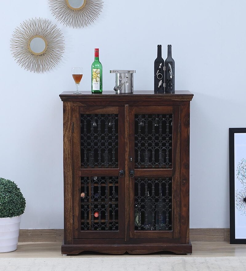 Buy Stafford Sheesham Wood Bar Cabinet In Provincial Teak Finish By ...