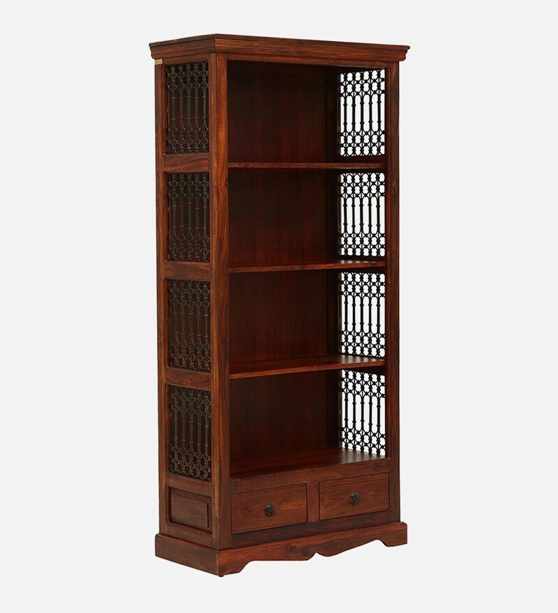 Buy Stafford Sheesham Wood Book Shelf In Honey Oak Finish By Amberville
