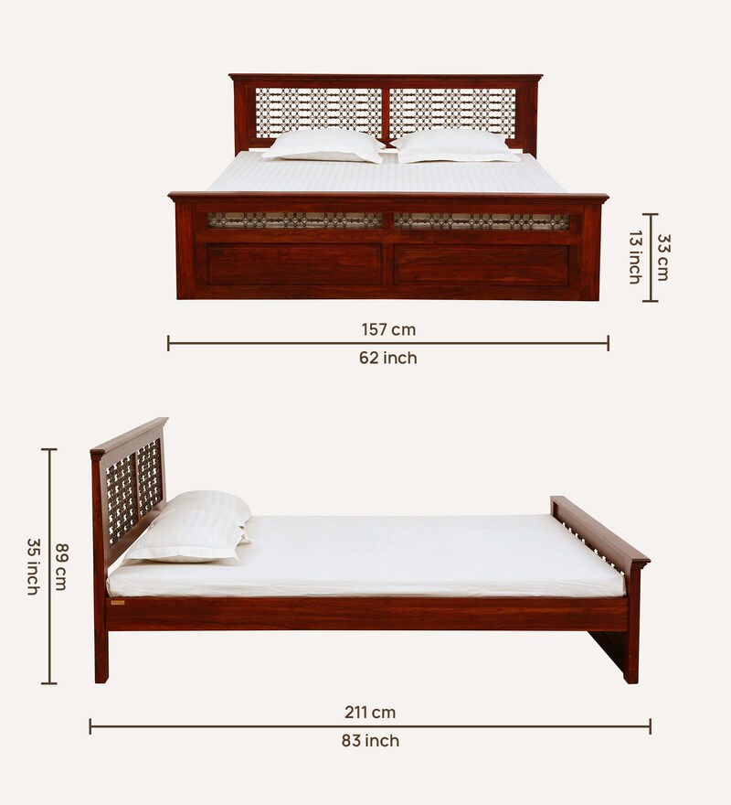 Buy Stafford Sheesham Wood Queen Size Bed In Honey Oak Finish By Amberville Online Traditional