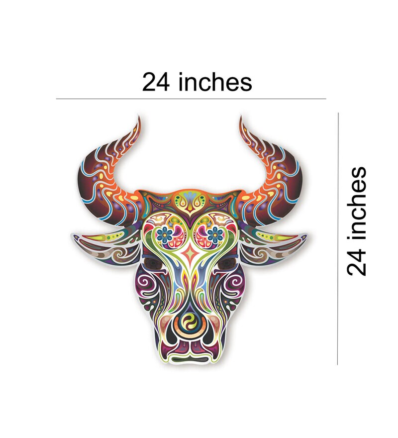 Buy Stainless Steel Bull Head Wall Art In Multicolour By Shaakh Online Wildlife Metal Art