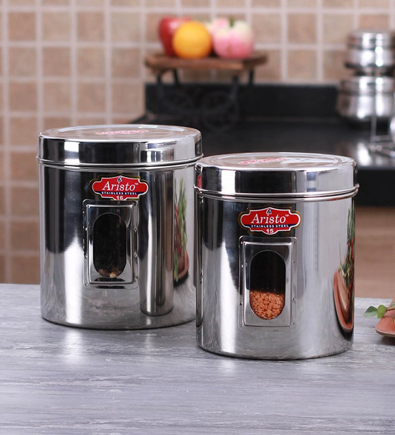 Buy Stainless Steel Round Containers - Set of 2 by Aristo Online ...