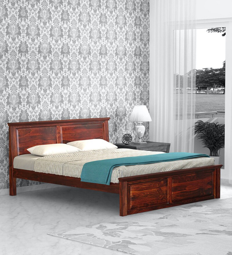 Buy Stanfield Solid Wood King Size Bed In Honey Oak Finish By