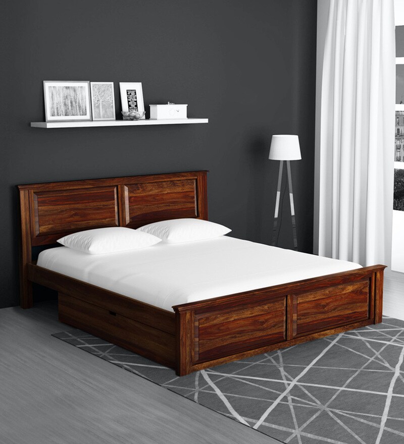 Buy Stanfield Solid Wood King Size Bed with Storage in Provincial Teak